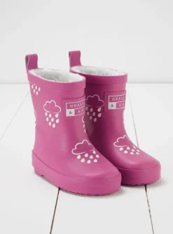 GRASS & AIR Orchid Pink Colour Changing Kids Winter Wellies 3 Infant