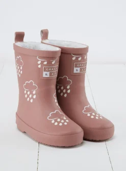 GRASS & AIR Rose Colour Changing Kids Winter Wellies 7 Infant
