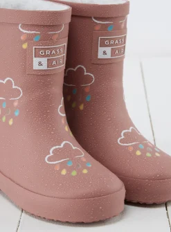 GRASS & AIR Rose Colour Changing Kids Winter Wellies 7 Infant