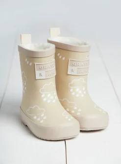 GRASS & AIR Stone Colour Changing Kids Winter Wellies 12 Infant