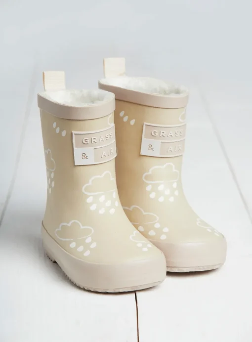 GRASS & AIR Stone Colour Changing Kids Winter Wellies 12 Infant