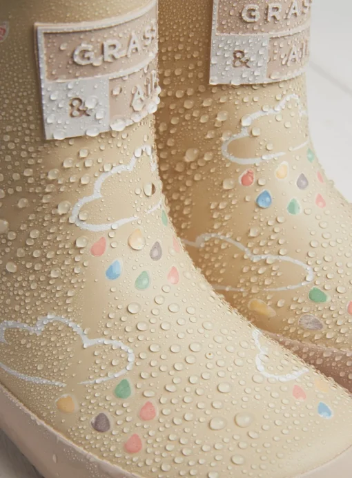 GRASS & AIR Stone Colour Changing Kids Winter Wellies 12 Infant