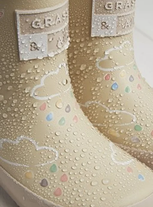 GRASS & AIR Stone Colour Changing Kids Winter Wellies 12 Infant