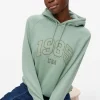 Green 1985 Slogan Embroidered Hoodie L