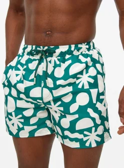 Green Abstract Swim Shorts XXL