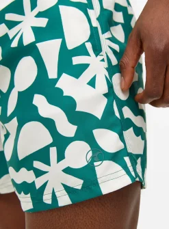 Green Abstract Swim Shorts XXL