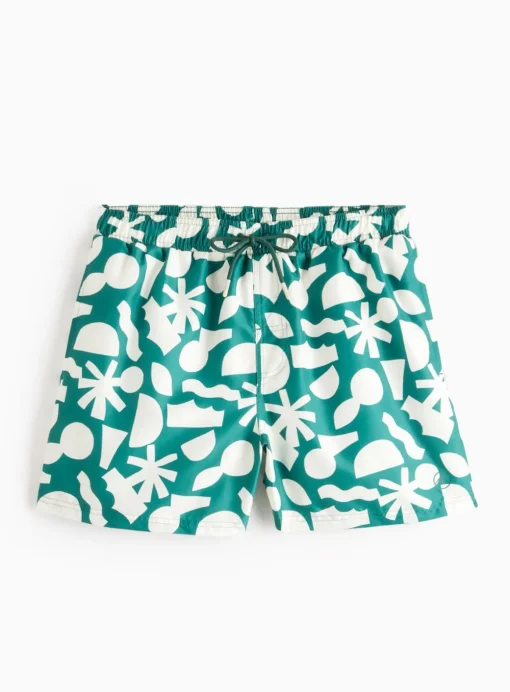 Green Abstract Swim Shorts XXL