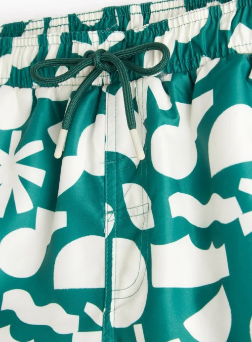 Green Abstract Swim Shorts XXL