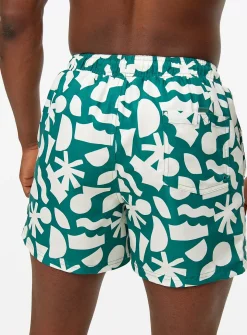 Green Abstract Swim Shorts XXL