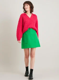 Green A-Line Mini Skirt - 24