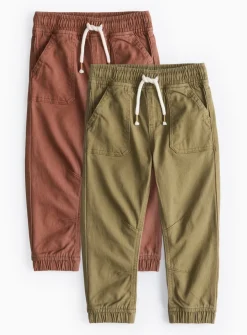 Green & Brown Woven Trousers 2 Pack 1-2 years