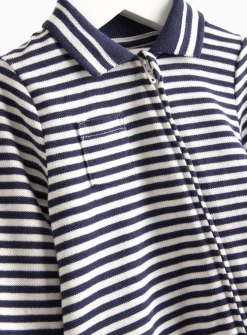 Green & Navy Stripe Collared Rompers 2 Pack 6-9 months