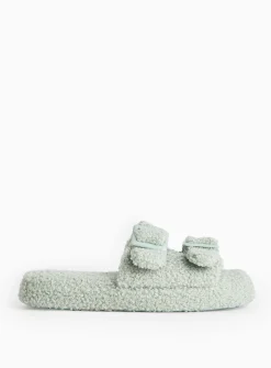 Green Borg Double Strap Slippers L