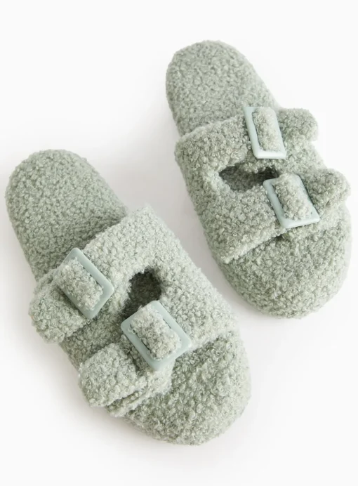 Green Borg Double Strap Slippers L