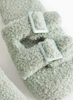 Green Borg Double Strap Slippers L