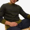 Green Brick Stitch Crew Neck Jumper L