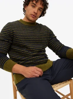 Green Brick Stitch Crew Neck Jumper L