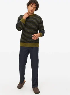 Green Brick Stitch Crew Neck Jumper L