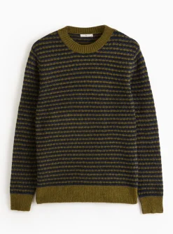 Green Brick Stitch Crew Neck Jumper L