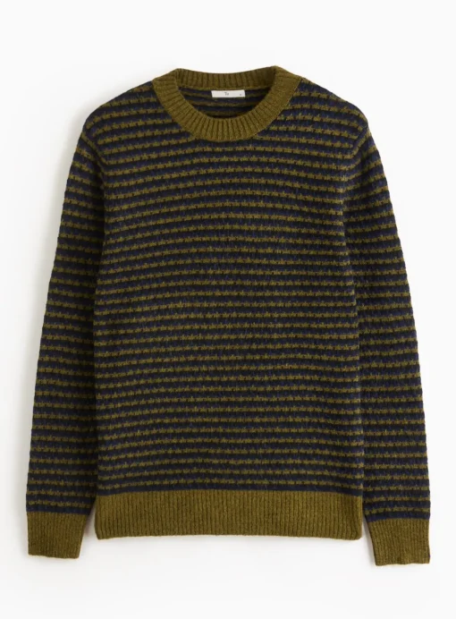 Green Brick Stitch Crew Neck Jumper L