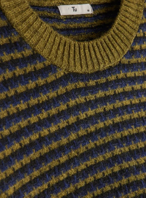 Green Brick Stitch Crew Neck Jumper L