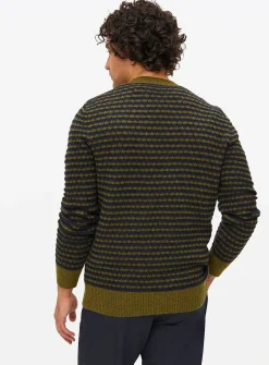 Green Brick Stitch Crew Neck Jumper L