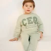 Green CEO Printed Sweatshirt & Joggers Set 1-2 years