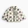 Green Chequered Borg Fleece Jacket 6-9 months