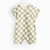 Green Chequered Print Romper 3-6 months