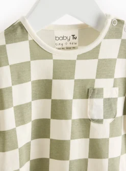 Green Chequered Print Romper 3-6 months