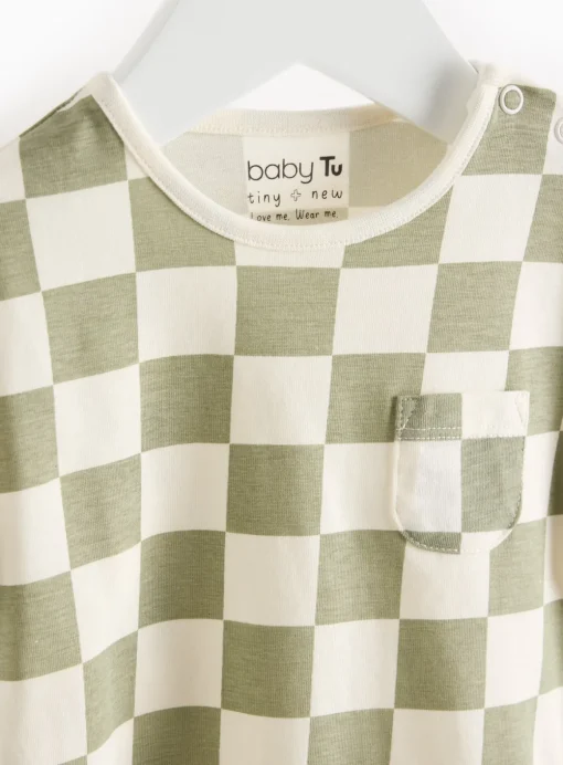 Green Chequered Print Romper 3-6 months