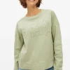 Green Ciao Broderie Slogan Crew Sweatshirt XS