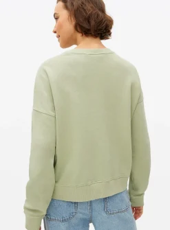 Green Ciao Broderie Slogan Crew Sweatshirt XS