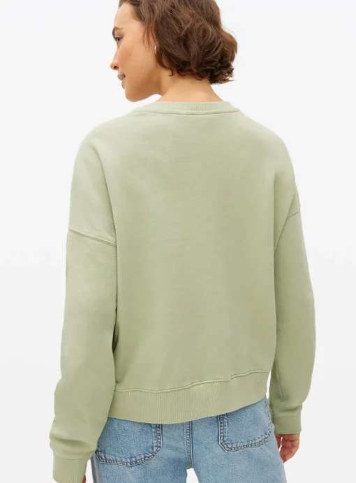 Green Ciao Broderie Slogan Crew Sweatshirt XS