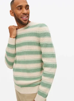 Green Comb Stripe Crew Jumper XXL