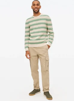 Green Comb Stripe Crew Jumper XXL