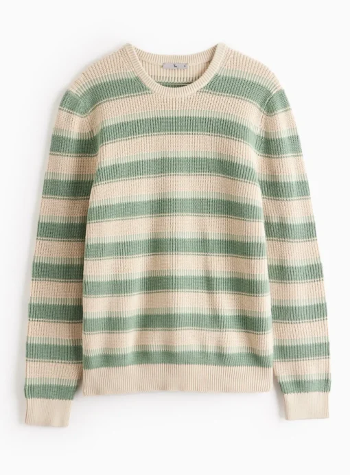 Green Comb Stripe Crew Jumper XXL