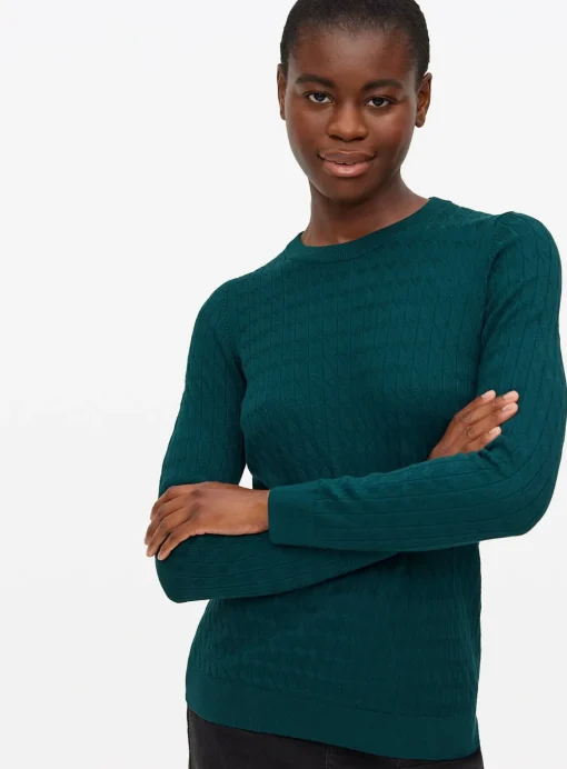 Green Crew Neck Cable Knit Jumper 14