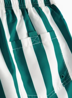 Green Deckchair Stripe Swim Shorts M