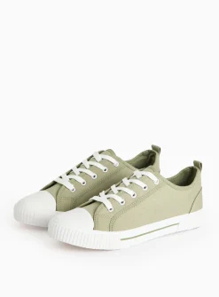 Green Eyelet Canvas Lace Trainers 3