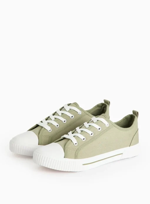 Green Eyelet Canvas Lace Trainers 3