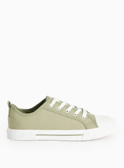 Green Eyelet Canvas Lace Trainers 3