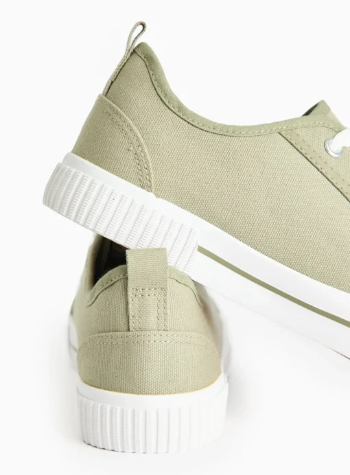 Green Eyelet Canvas Lace Trainers 3