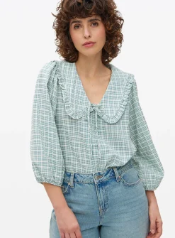 Green Gingham Collared Blouse 14