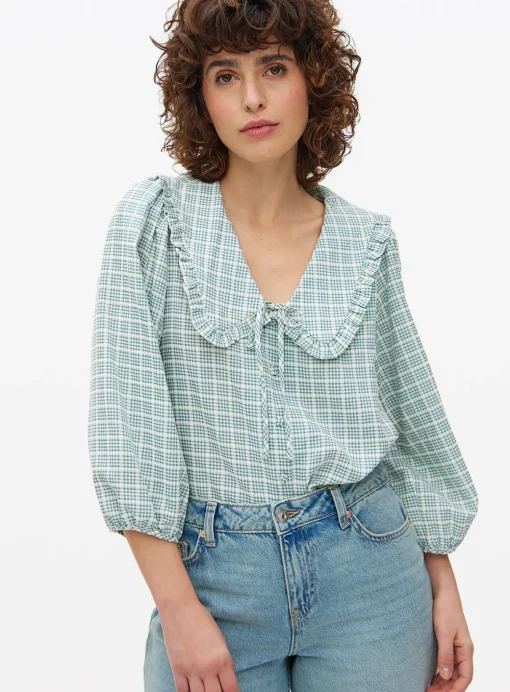 Green Gingham Collared Blouse 14