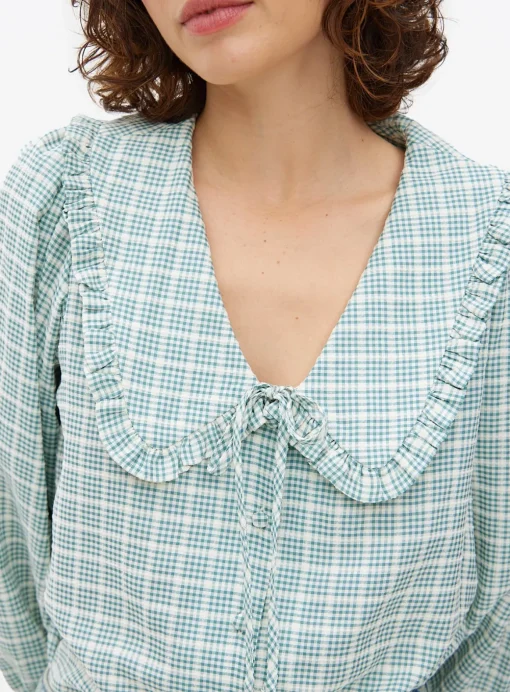 Green Gingham Collared Blouse 14
