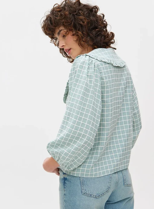 Green Gingham Collared Blouse 14