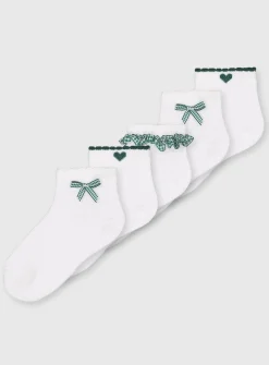 Green Gingham Socks 5 Pack 12.5-3.5
