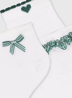 Green Gingham Socks 5 Pack 12.5-3.5