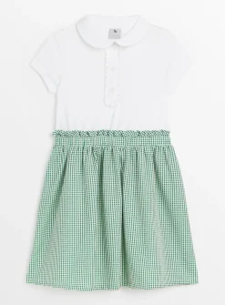 Green Gingham Twofer School Dress 4 years